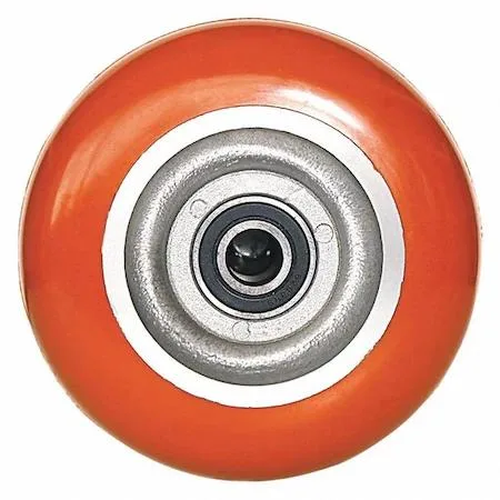 Grey polyurethane caster wheel six inch diameter aluminium core ball bearing hub