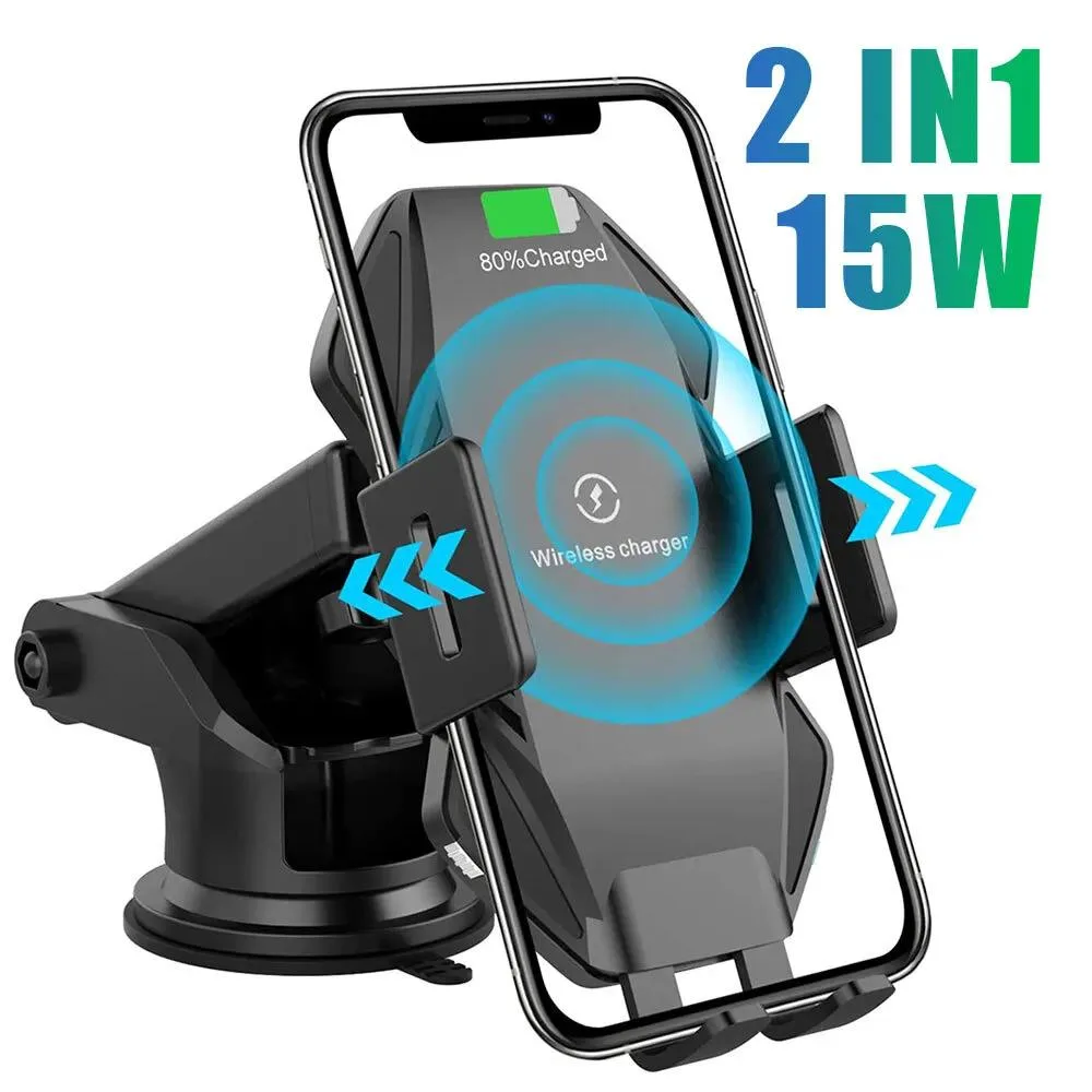 NShi NShi Wireless Car Phone Holder Charger 15W Auto-Clamp 360° Rotation — product photo