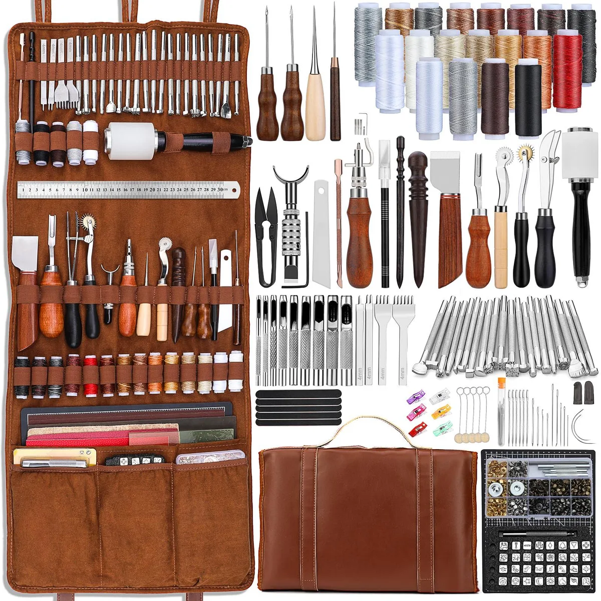  Singer TL-78 Leather Tooling Kit 52 Stamps 15 Wax Threads 10mm Max Punch — product photo