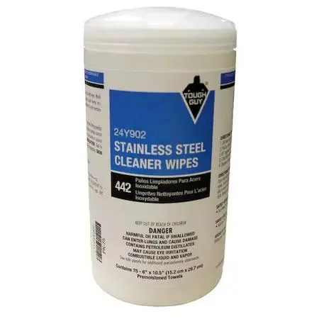 Tough Guy Tough Guy 24Y902 Stainless Steel Cleaner Wipes 75 ct — product photo