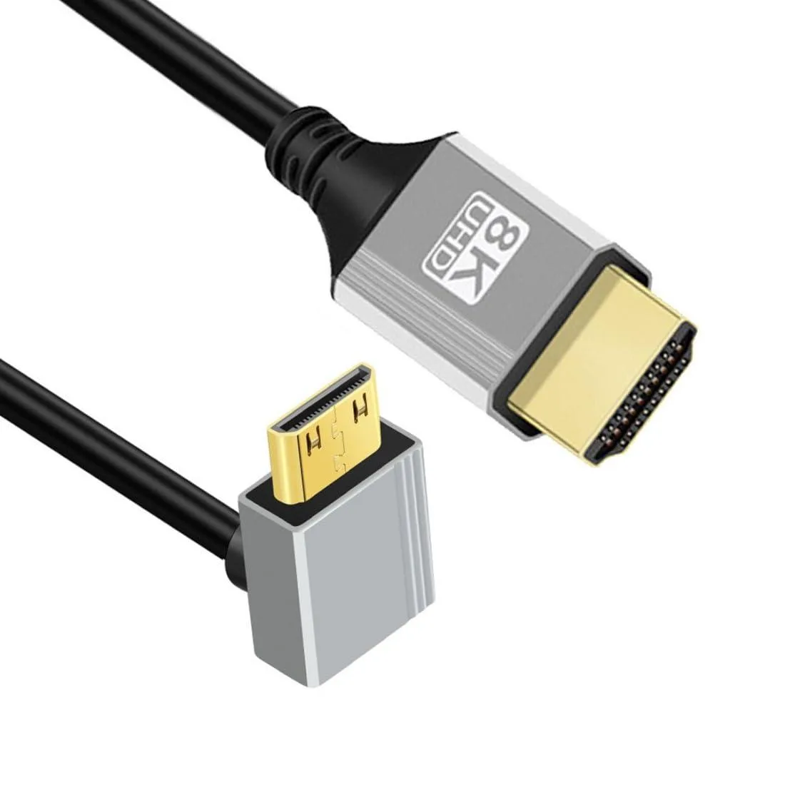 LORDWORLD LORDWORLD HDMI 2.1 Male to Mini Male 90° UP Angled 8K@60Hz 4K@120Hz 48Gbps 0.5m — product photo