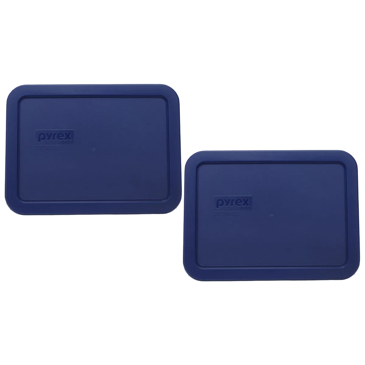 Two blue rectangular plastic lids on a light background