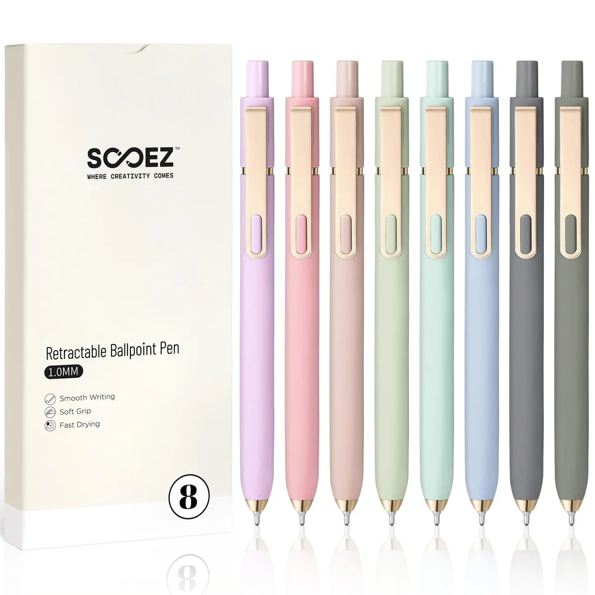  8 Pack Ballpoint Pens 1.0 mm Medium Point Black Ink Blue — product photo