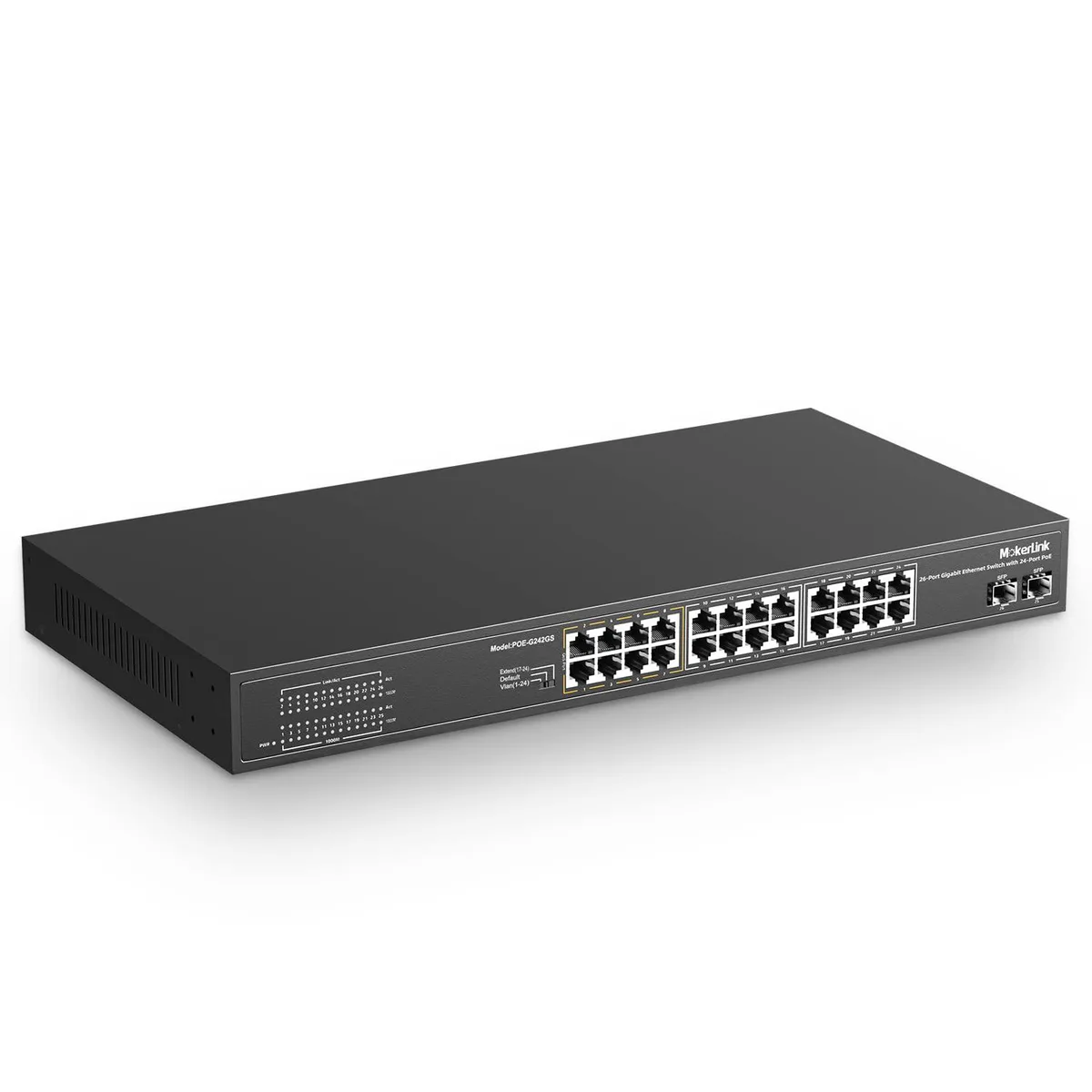 Value Brand Value Brand 26 Port Gigabit PoE+ Switch 24 Port 2 SFP 300W Fanless Unmanaged — product photo