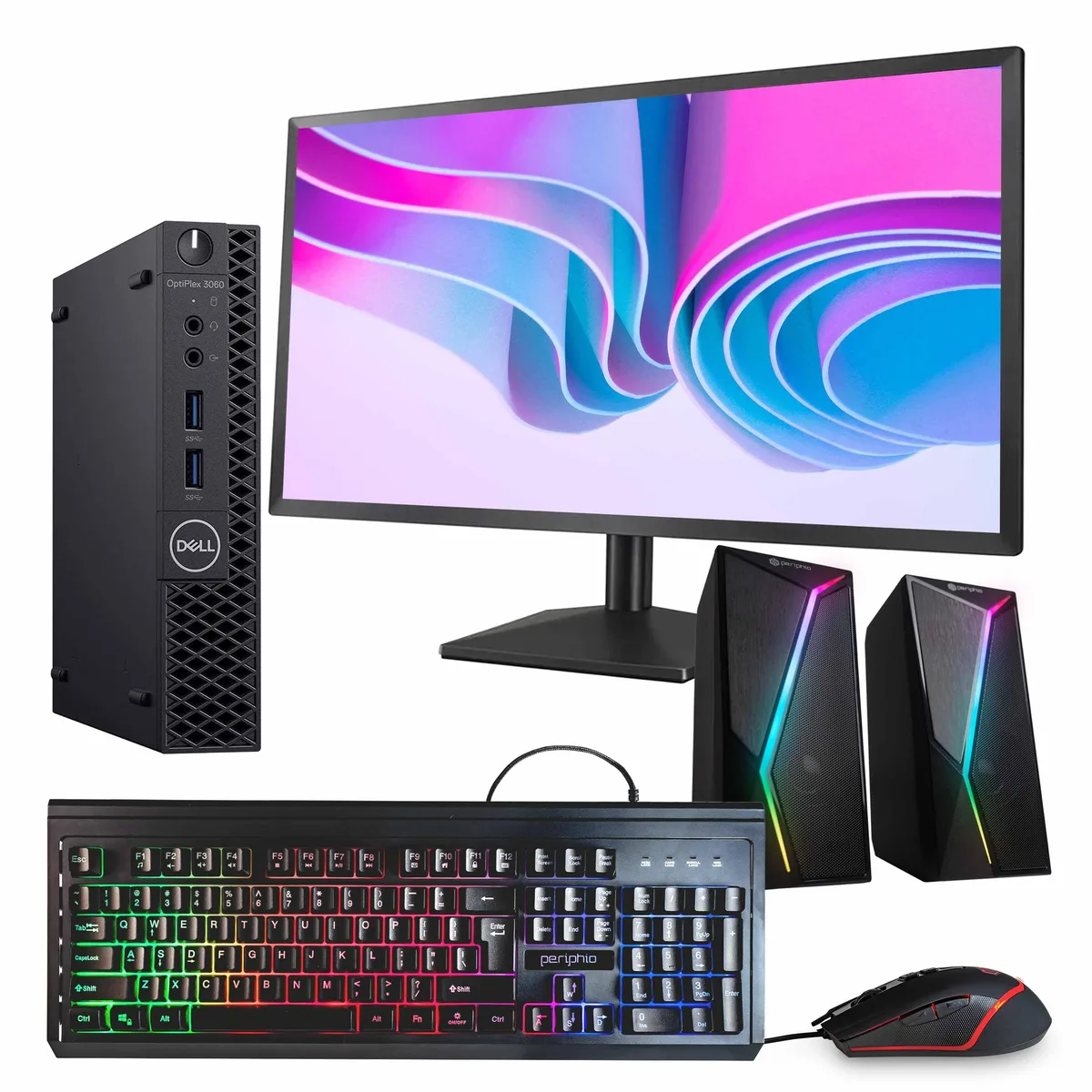 DELL DELL OptiPlex 3060 Mini PC i5-8500T 32GB DDR4 1TB SSD Windows 11 Pro 24" Monitor WiFi Bluetooth RGB Speaker — product photo
