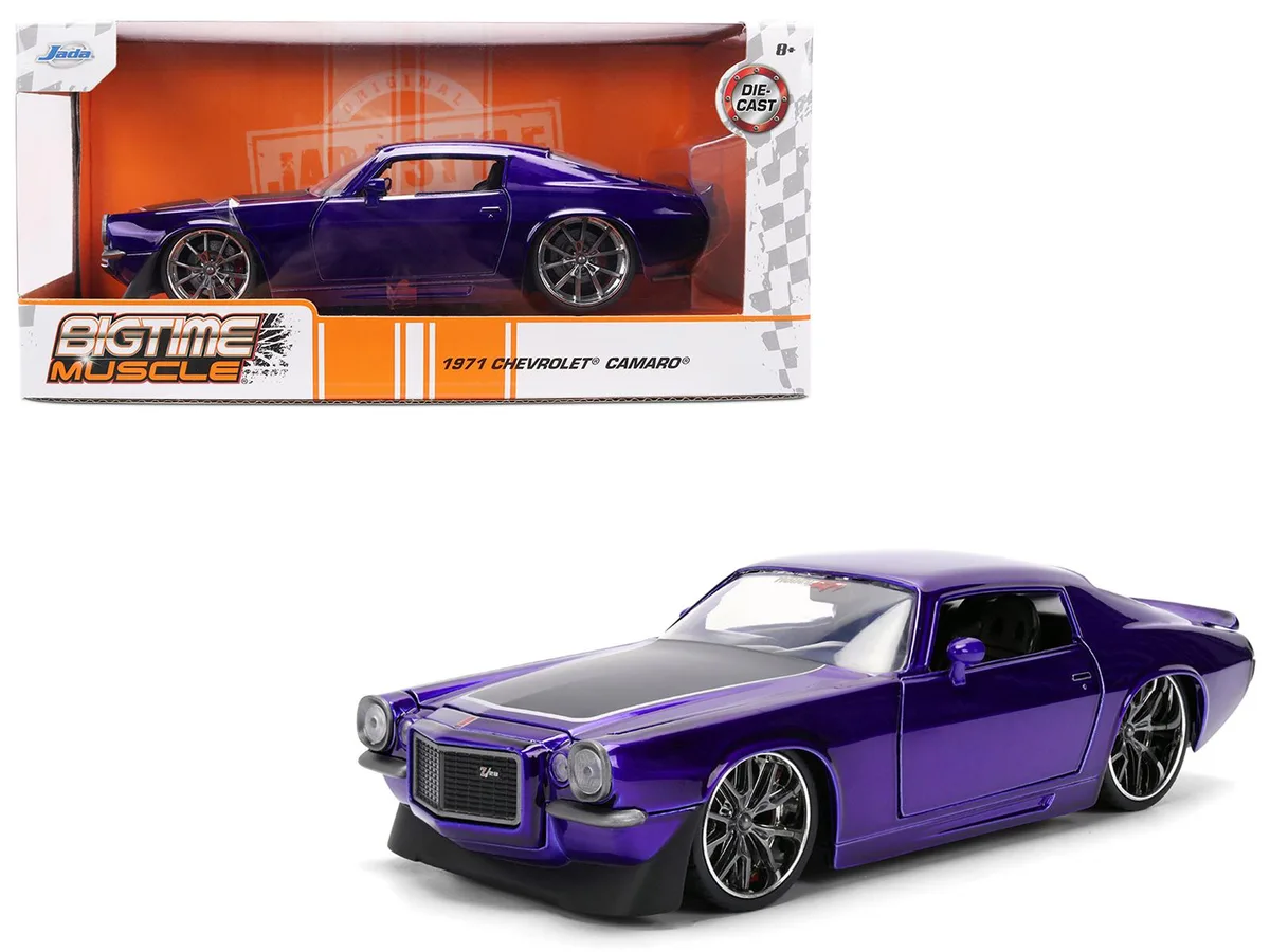 Jada Jada 1971 Chevrolet Camaro Z/28 Purple Metallic Black Hood 1/24 Diecast — product photo