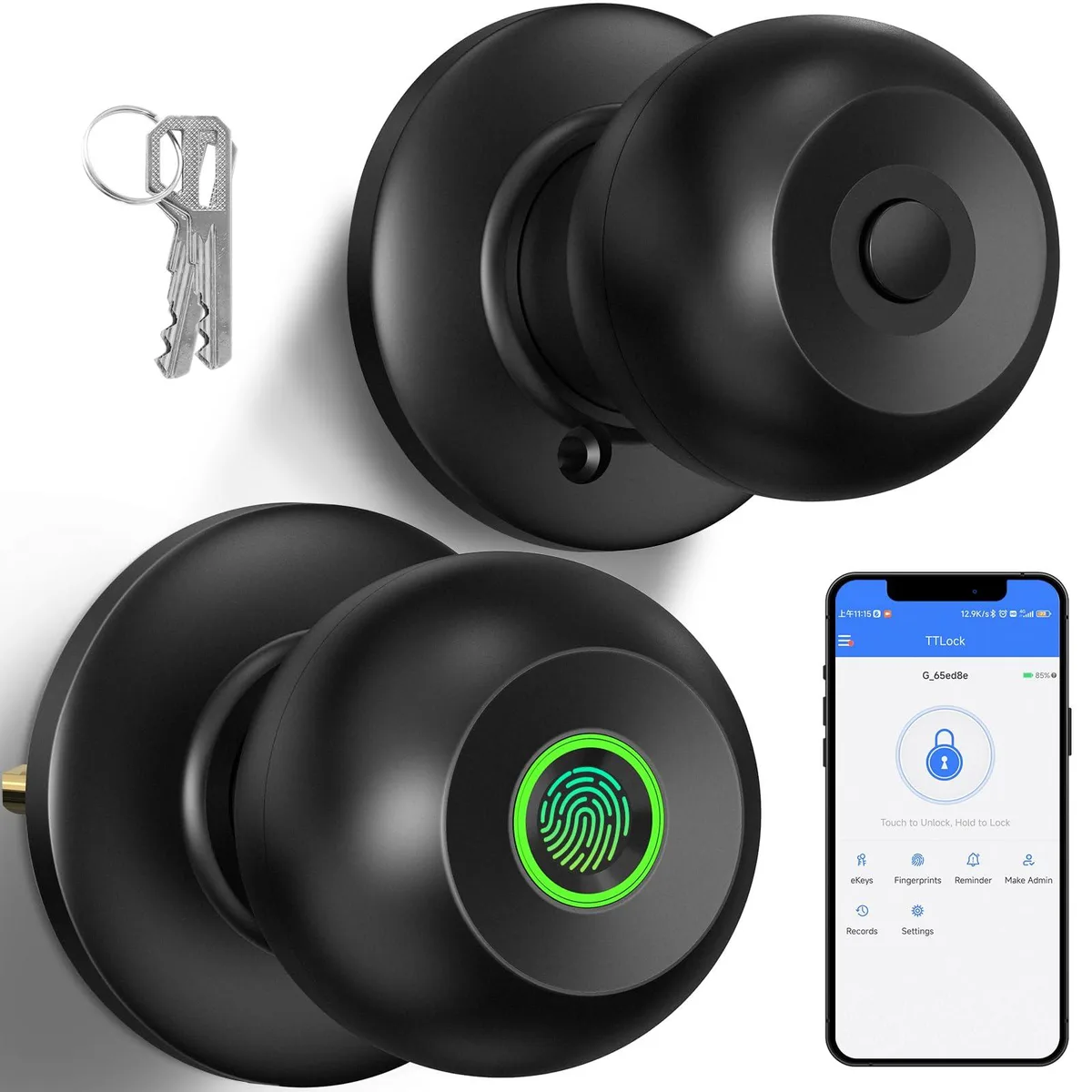  Awair G100 smart door lock 50 fingerprints Matte Black — product photo