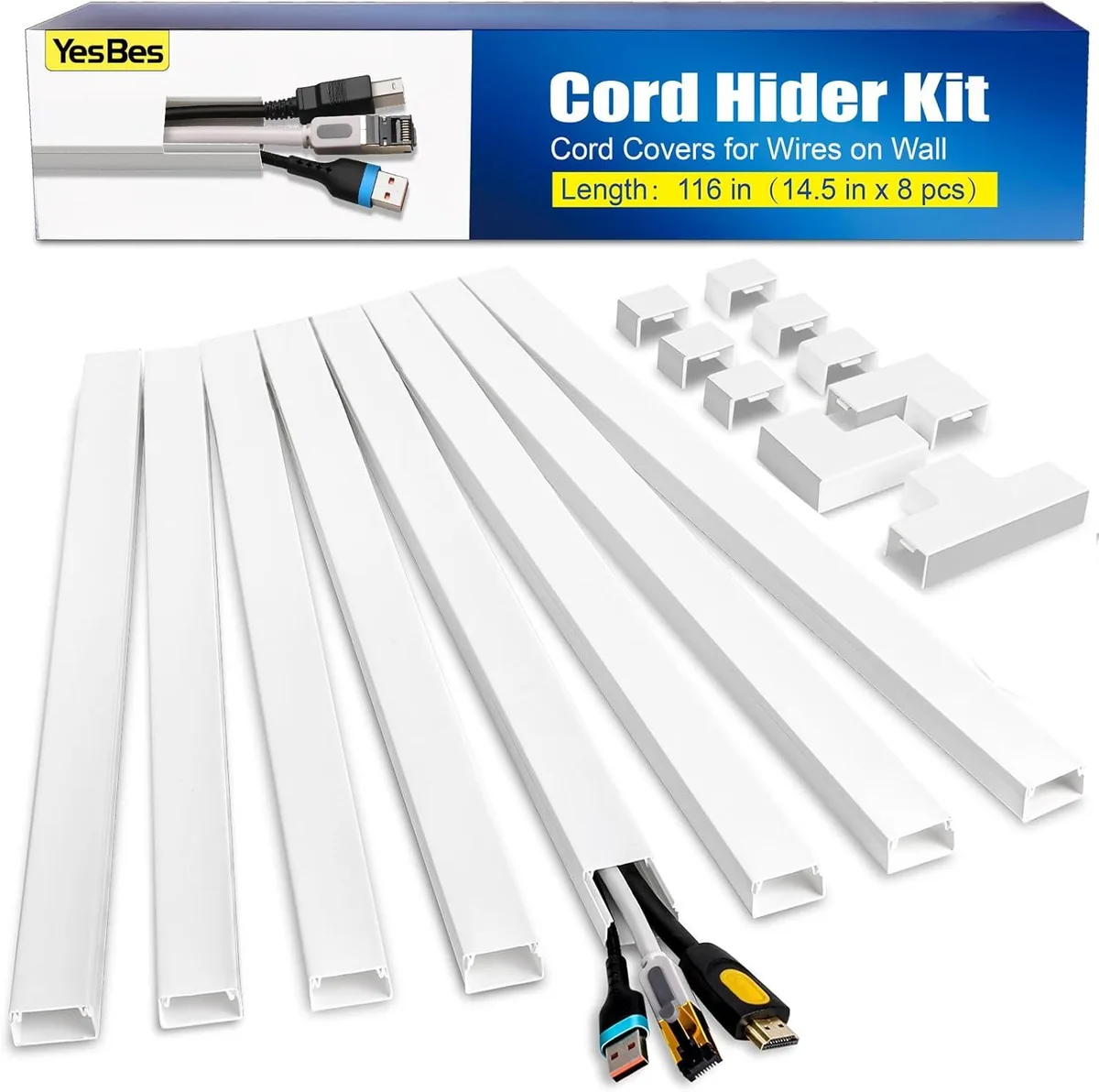BFKK BFKK 116in Cord Hider Kit, White, W0.96in X H0.57in — product photo