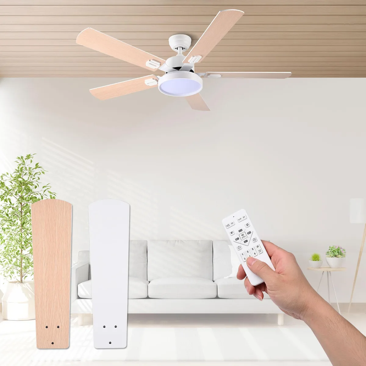 Yescom USA, Inc. Yescom USA, Inc. 11CFL013-5BLADE-07 52" Ceiling Fan with Light &amp; Remote — product photo