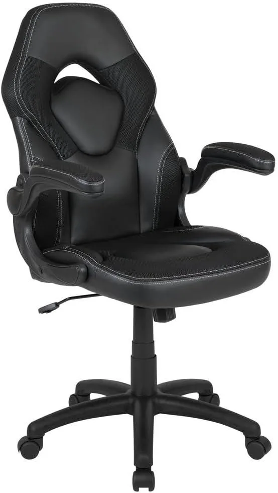 PISKEKAT PISKEKAT X10 Gaming Racing Ergonomic Swivel Chair with Flip-up Arms Black LeatherSoft — product photo