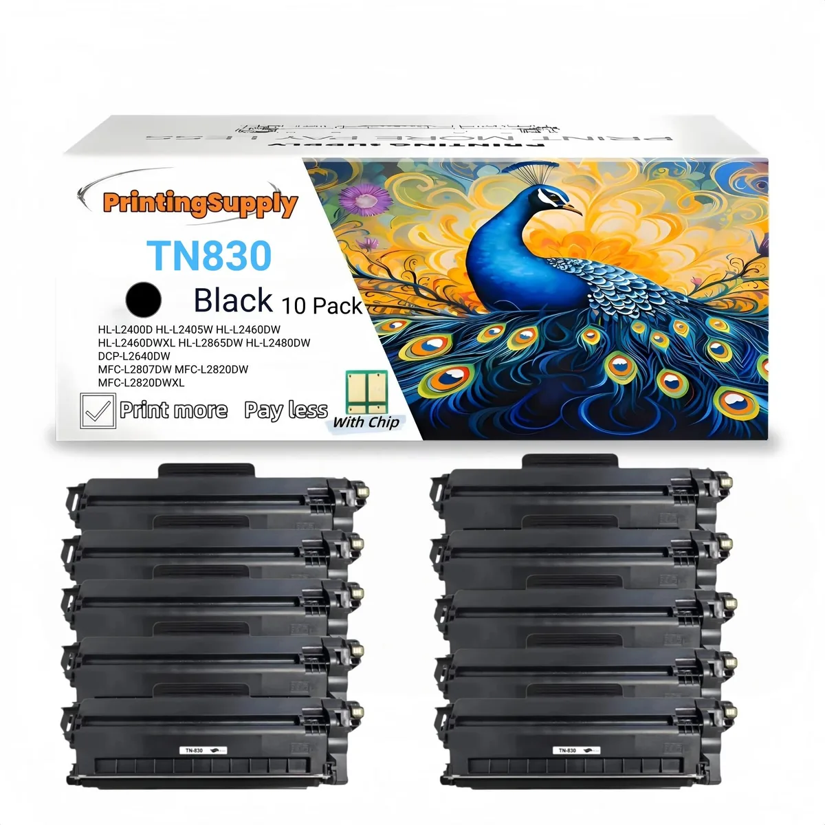 Aster Graphics Inc Aster Graphics Inc TN-830 Black Toner Cartridge 10 Pack 1200 Pages — product photo