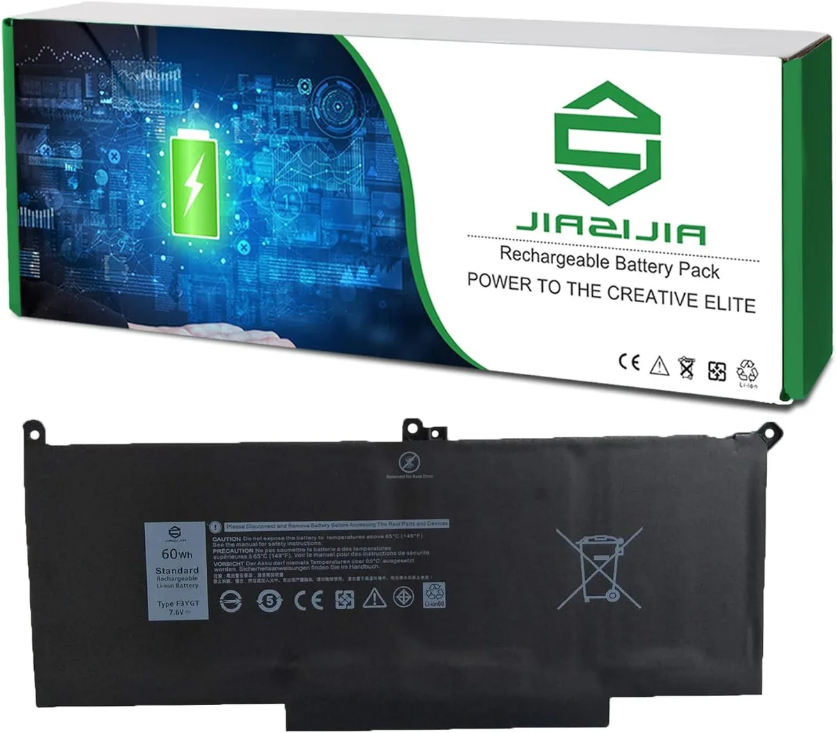 NShi NShi F3YGT 60Wh 7.6V laptop battery for Dell Latitude 7280 7290 7380 7390 7480 7490 — product photo