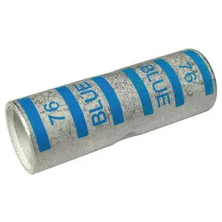 Blue copper crimp connector, seamless tin-plated barrel, 3.79 in long