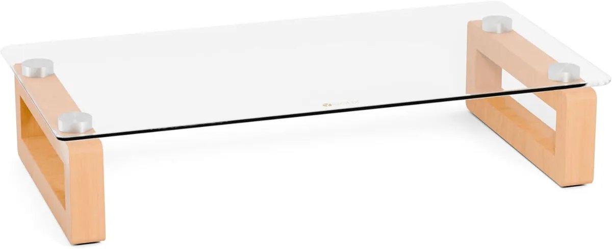 PISKEKAT PISKEKAT Clear Floating Monitor Riser with Wood Base 17.0 x 9.0 x 3.5 in — product photo