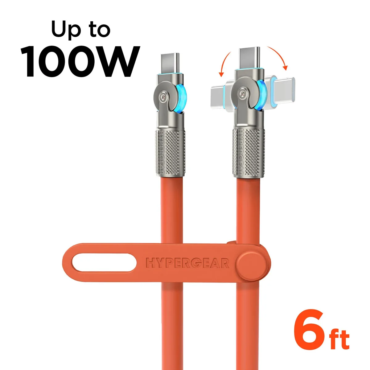 HyperGear HyperGear Chunky180° USB-C to USB-C 100W 6ft Orange — product photo