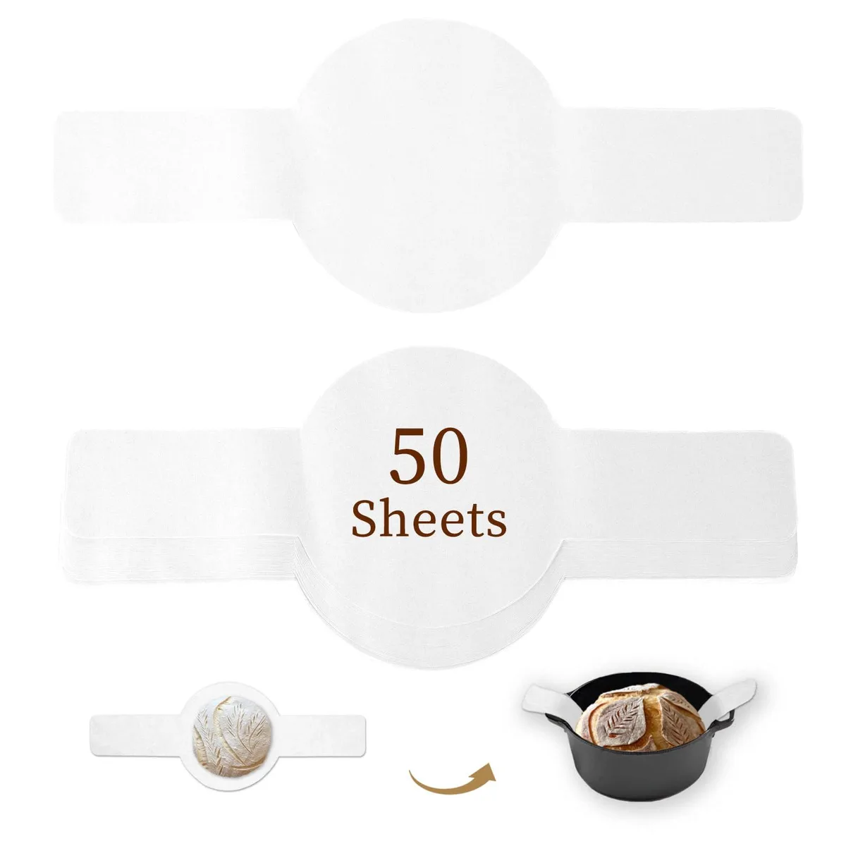 Stack of 50 white parchment rounds with lift tabs