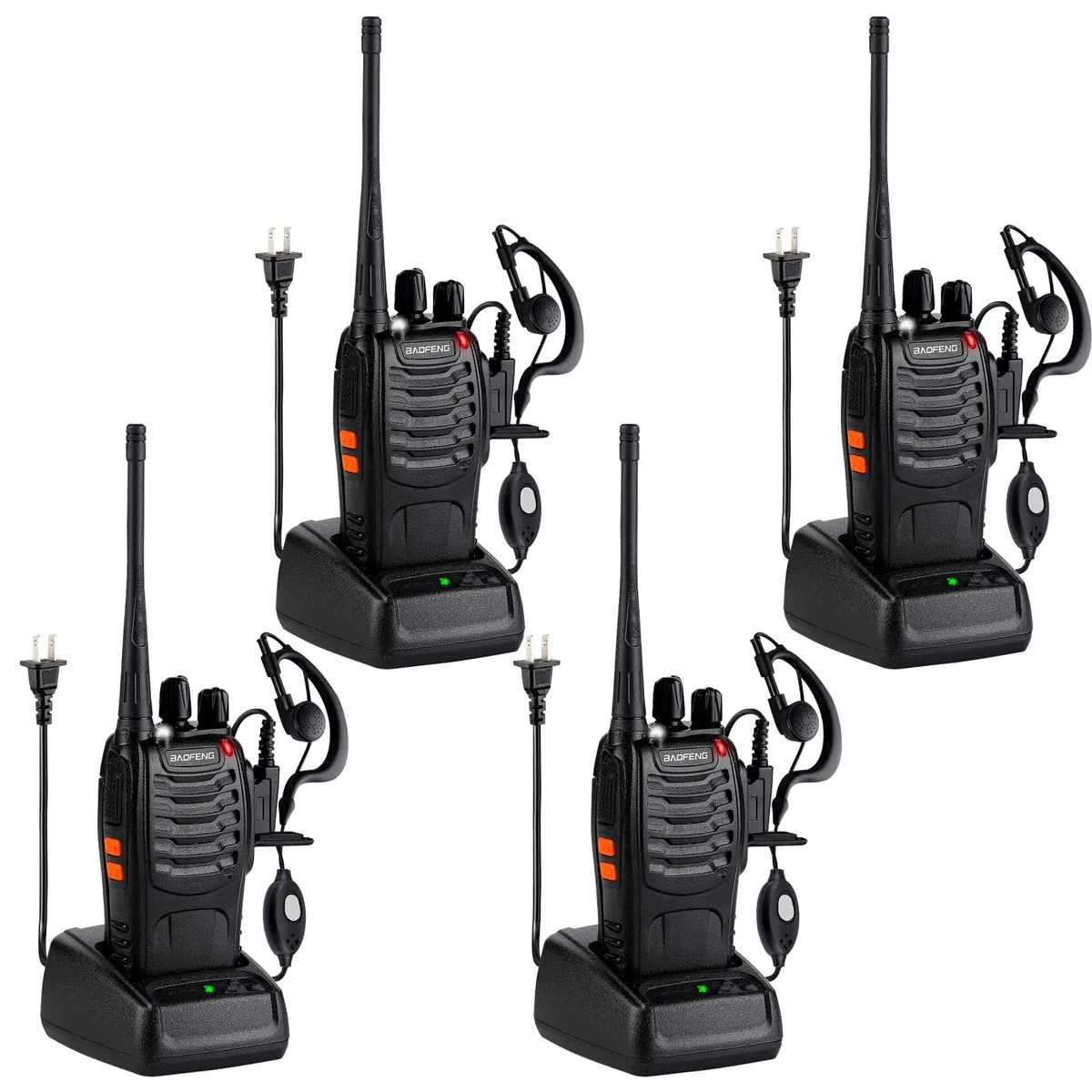  EMERSON 888S 16 Channel Two Way Radio 4 Pack with Earpieces — product photo