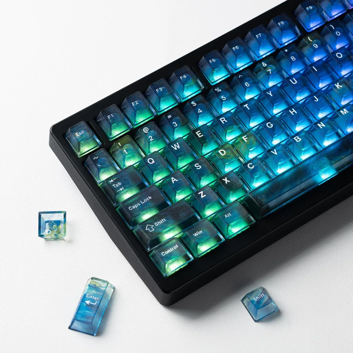 Womier Womier Blue Transparent Keycaps 115 Keys Starry Sky Shine-Through Cherry Profile PC Keycap Set — product photo