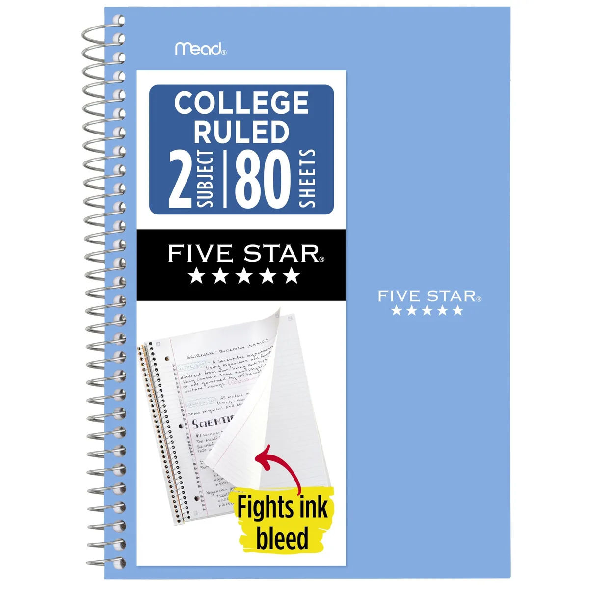 Compact spiral notebook with blue vinyl cover, 80 sheets, 24.5 x 2.3 x 2.3 cm