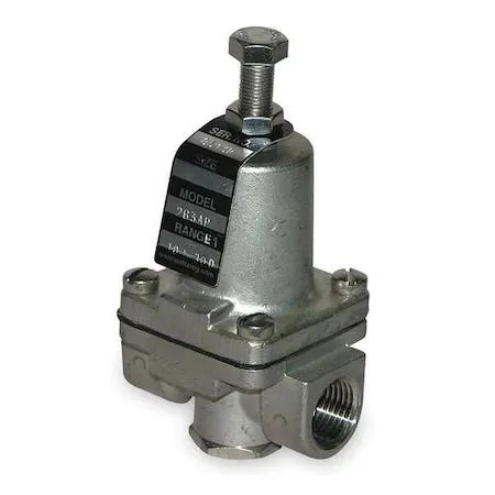 Stainless steel pressure regulator with 1/2 inch connections and adjustment knob
