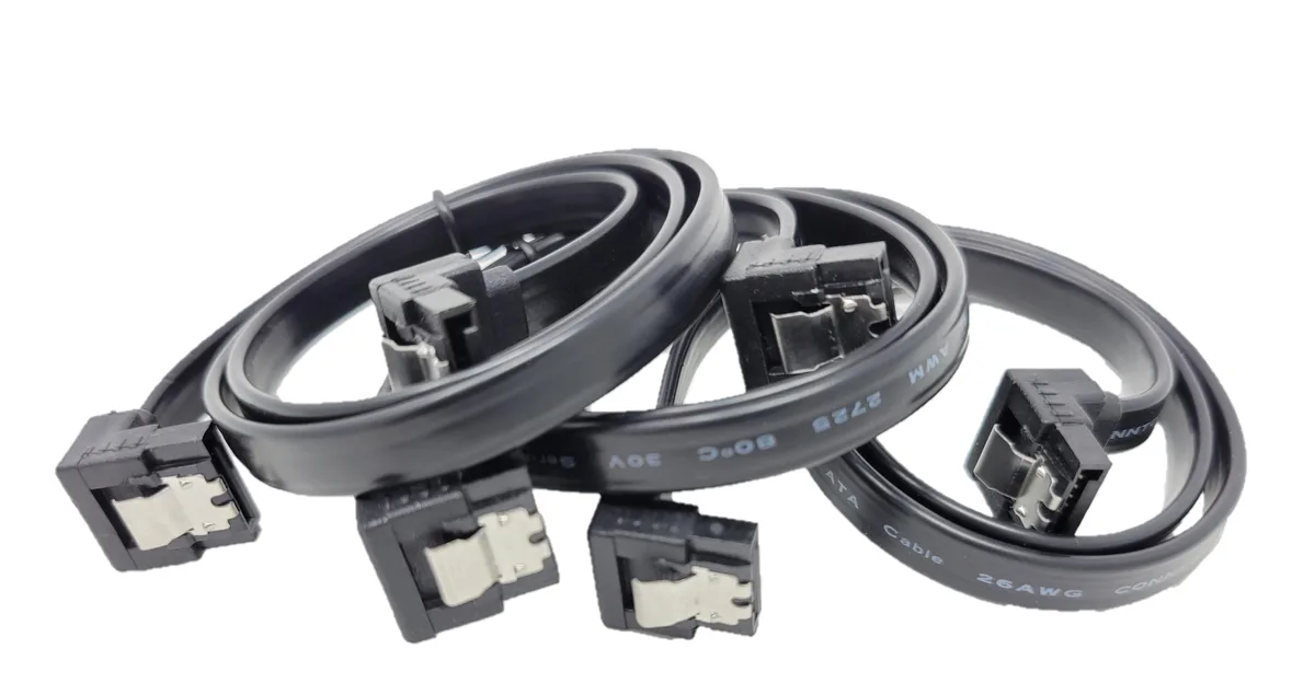 Micro Connectors Micro Connectors SATA III 20" 90° to 90° Cable with Locking Latch Black 3-Pack — product photo