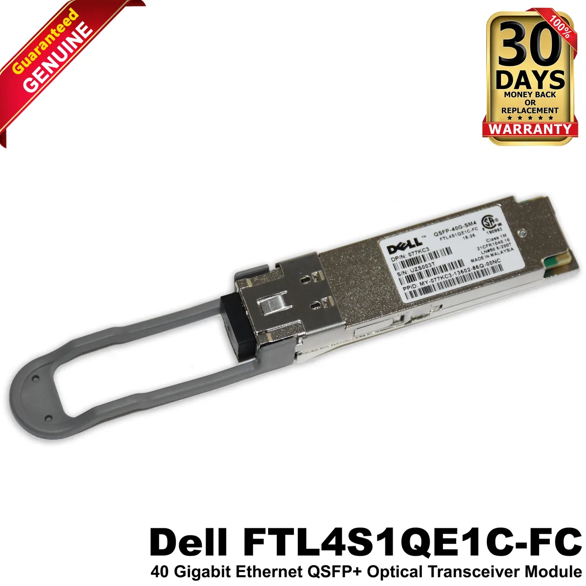 DELL DELL FTL4S1QE1C-FC 40 Gbps QSFP+ Transceiver Module 77KC3 laptop replacement part — product photo