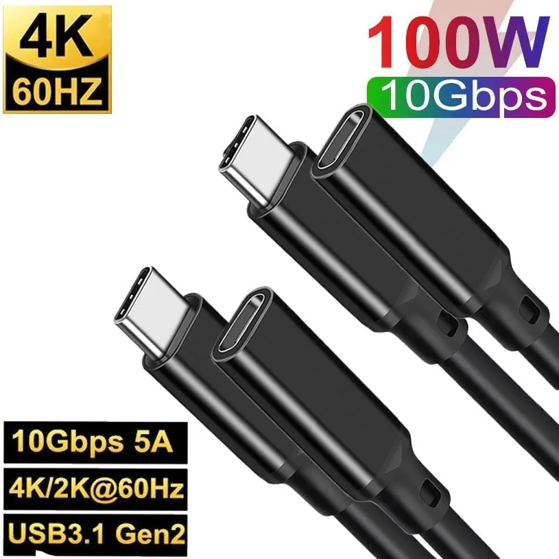 ESTONE ESTONE PQ106 USB C Extension Cable Male to Female 1.6FT 2PACK 100W 10Gbps 4K — product photo
