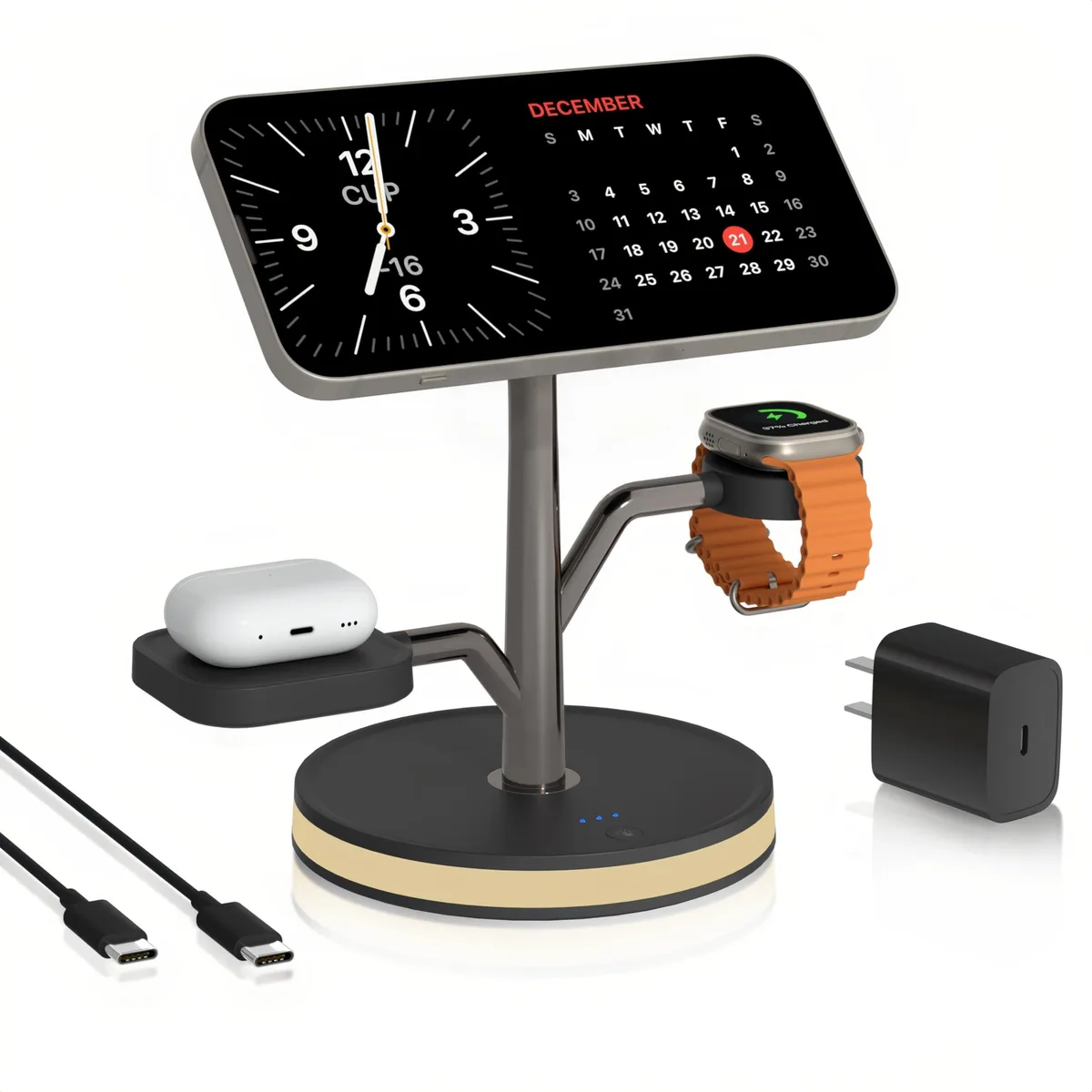  Aitek Power Z8 3-in-1 Magnetic Wireless Charger Black — product photo