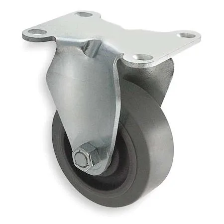 White rigid plate caster with 4 inch thermoplastic rubber wheel and plastic core