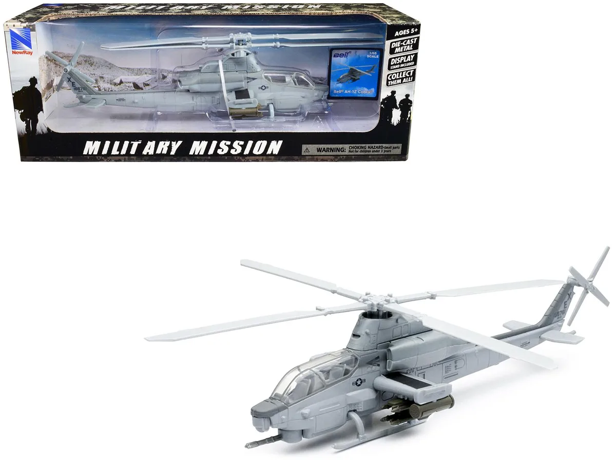 New Ray Toys New Ray Toys Bell AH-1Z Cobra 1/55 Diecast Gray US Air Force Military Mission — product photo