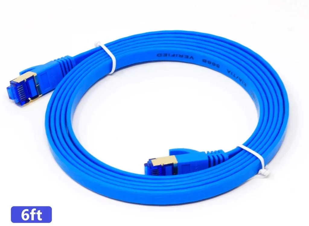 QualGear QualGear QG-CAT7R-1FT-BLK Cat 7 Ethernet Cable 6 ft Blue Flat — product photo