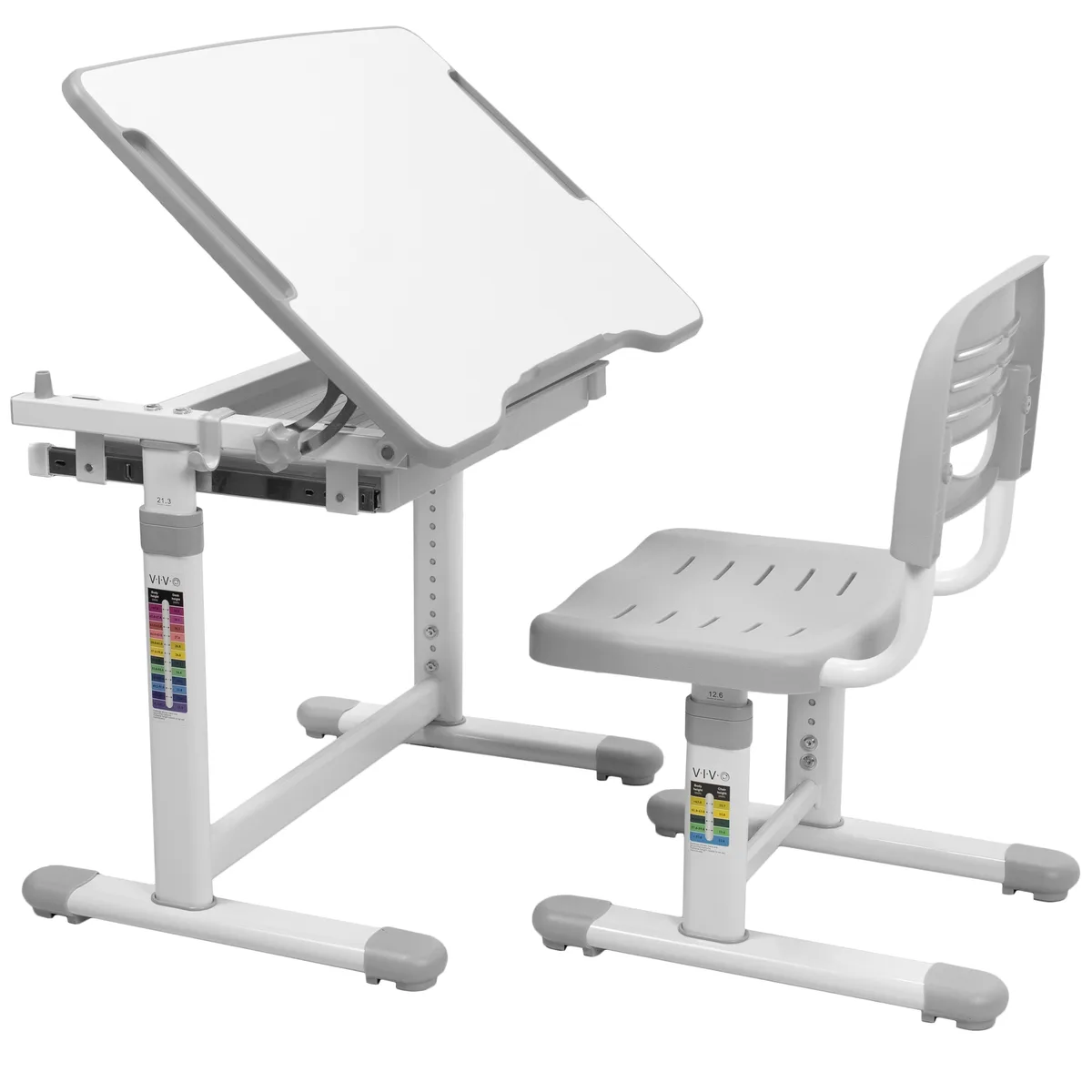 VIVO VIVO Height Adjustable Desk &amp; Chair Play Area Grey — product photo