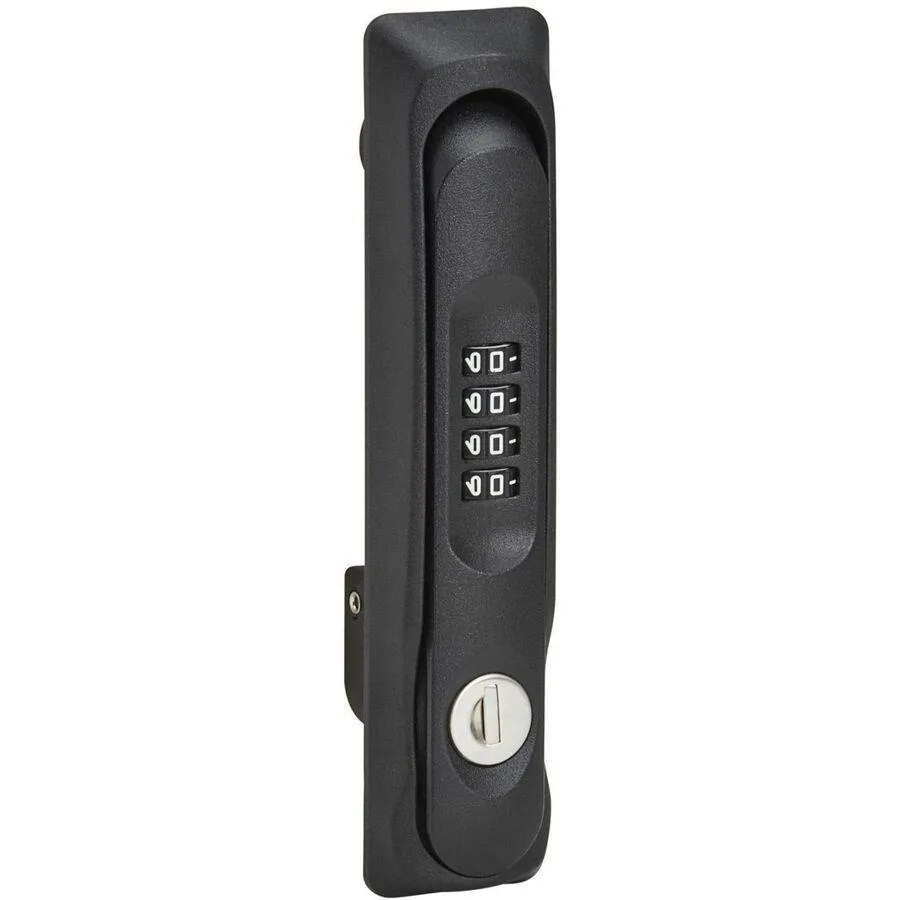 Pair of silver metal rack door handles with combination dials and key cylinders