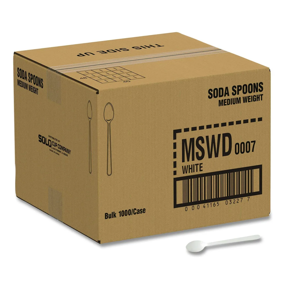 White mediumweight polystyrene soda spoon, 1000 per carton
