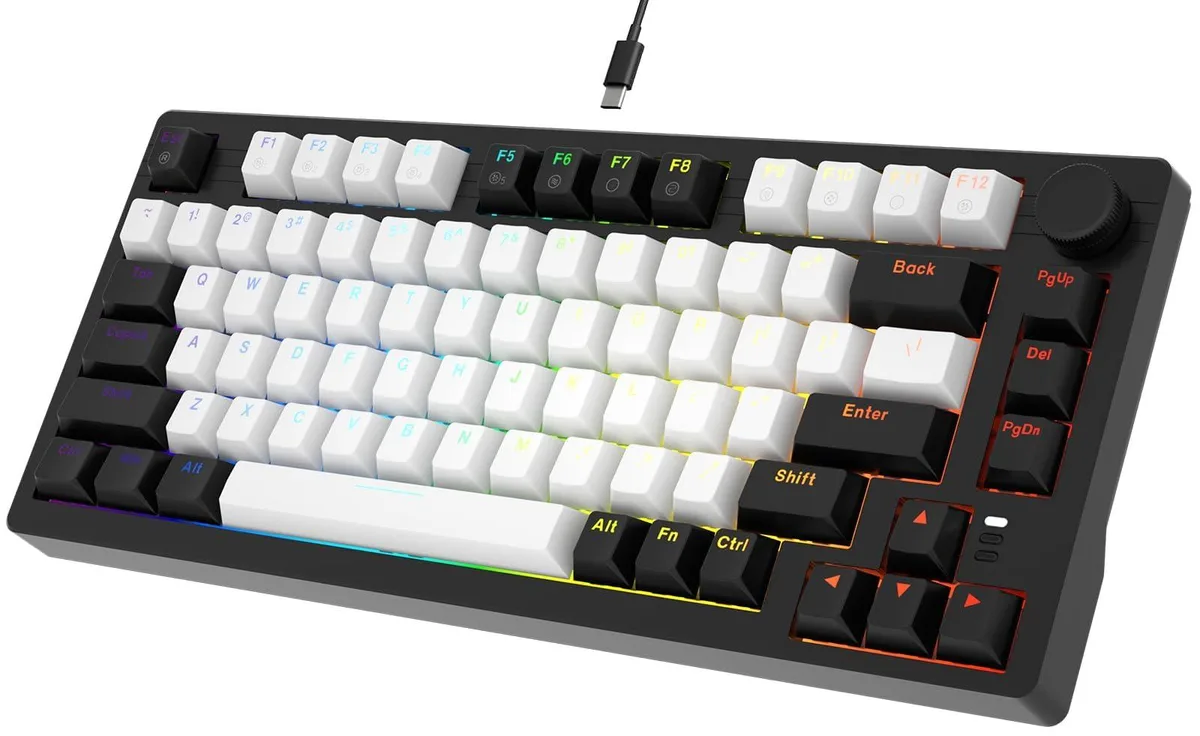  DAREU EK75-BK 75% Wired Mechanical Gaming Keyboard 81 Keys Black White — product photo
