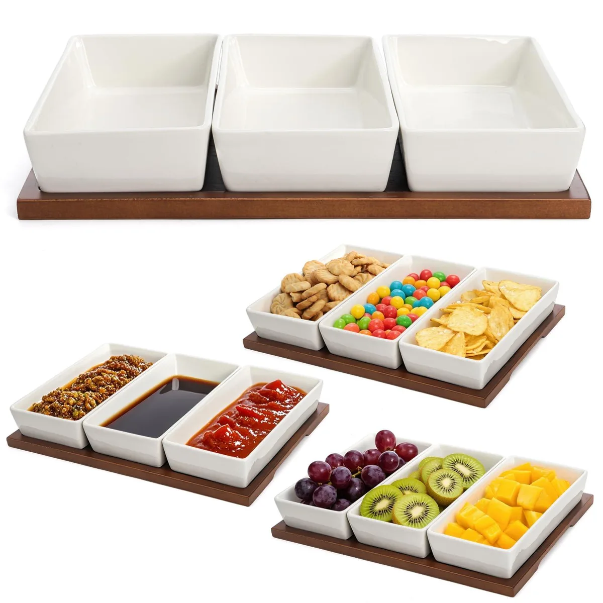 DNBeffulgent DNBeffulgent 3-Section Serving Tray with Ceramic Bowls 8.8 in serveware — product photo