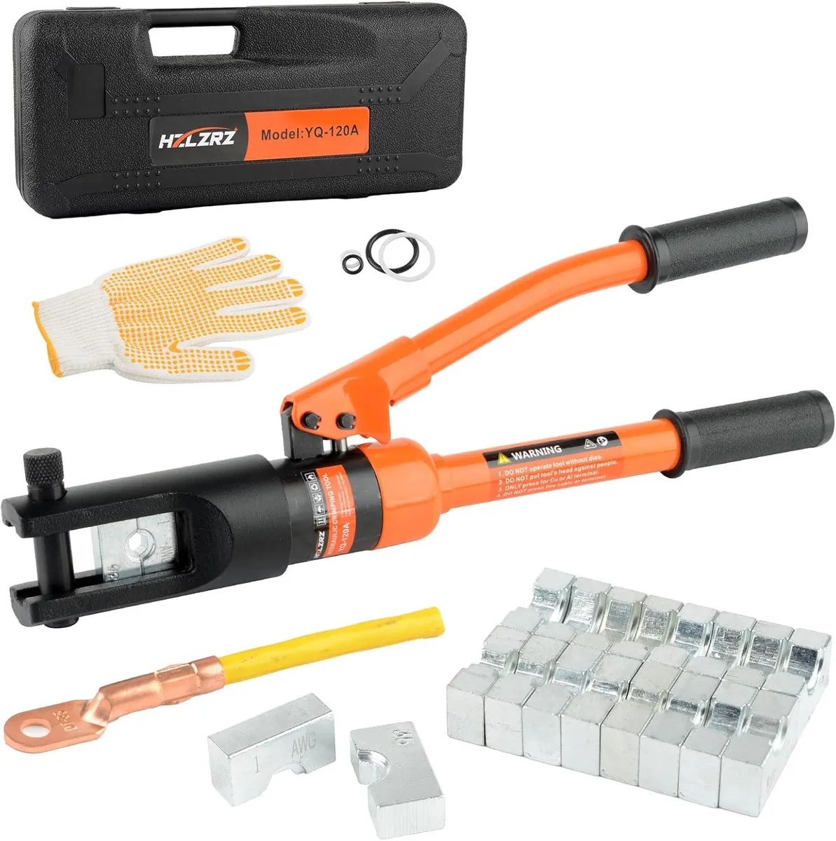 BFKK BFKK YQ/120A 12 Tons Hydraulic Power Crimping Tool 6AWG-4/0AWG 250MCM 8 Dies 180° Head — product photo