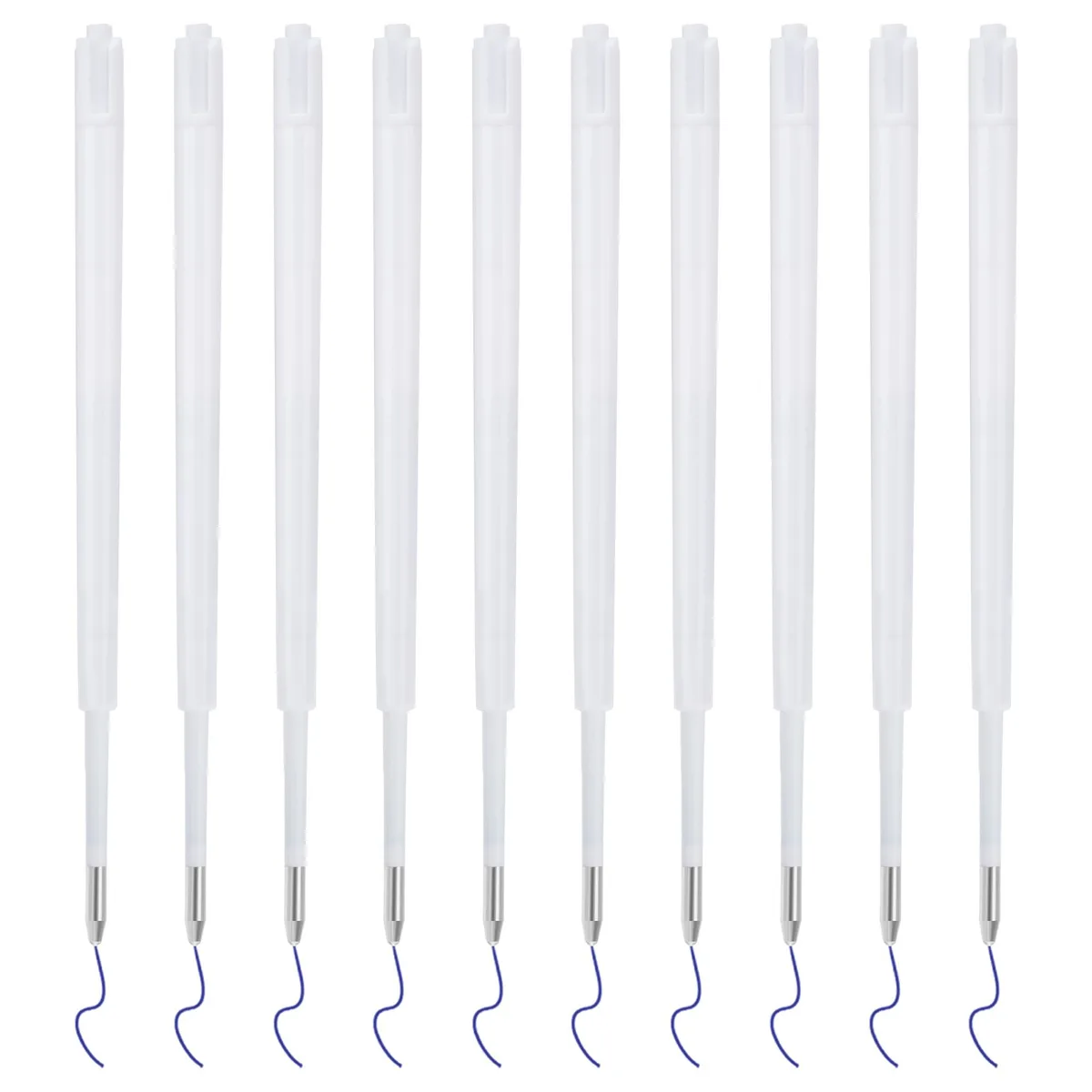 Fifty blue ballpoint refills, 1.0 mm tip, 3.86 inches long