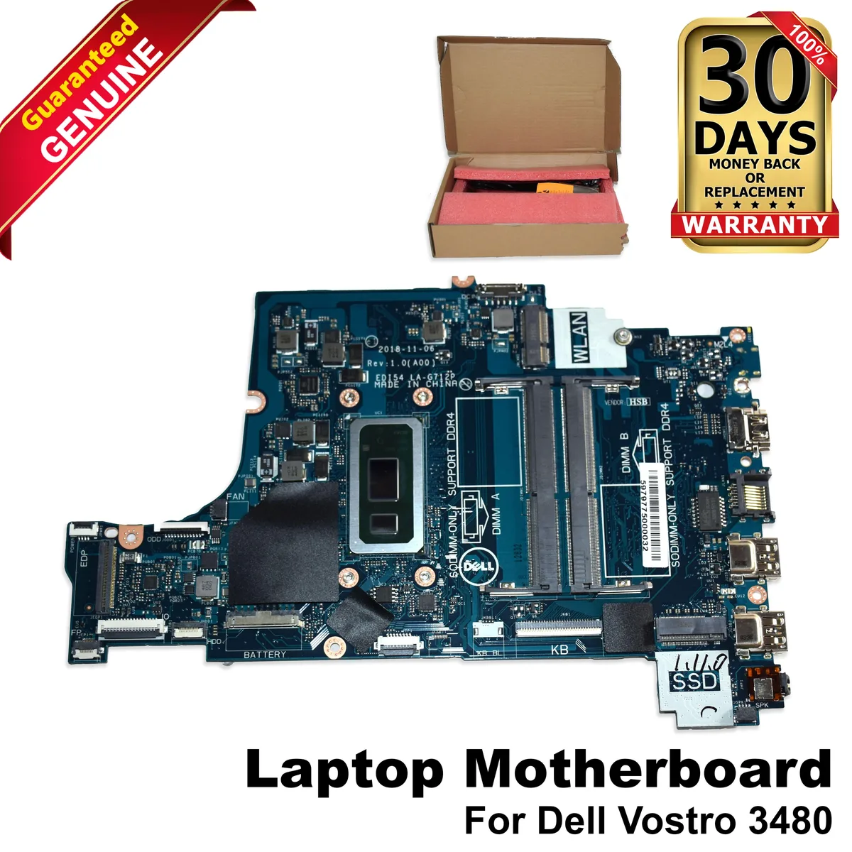 DELL DELL Vostro 3480 Motherboard Intel Pentium NNJ6P laptop replacement part — product photo