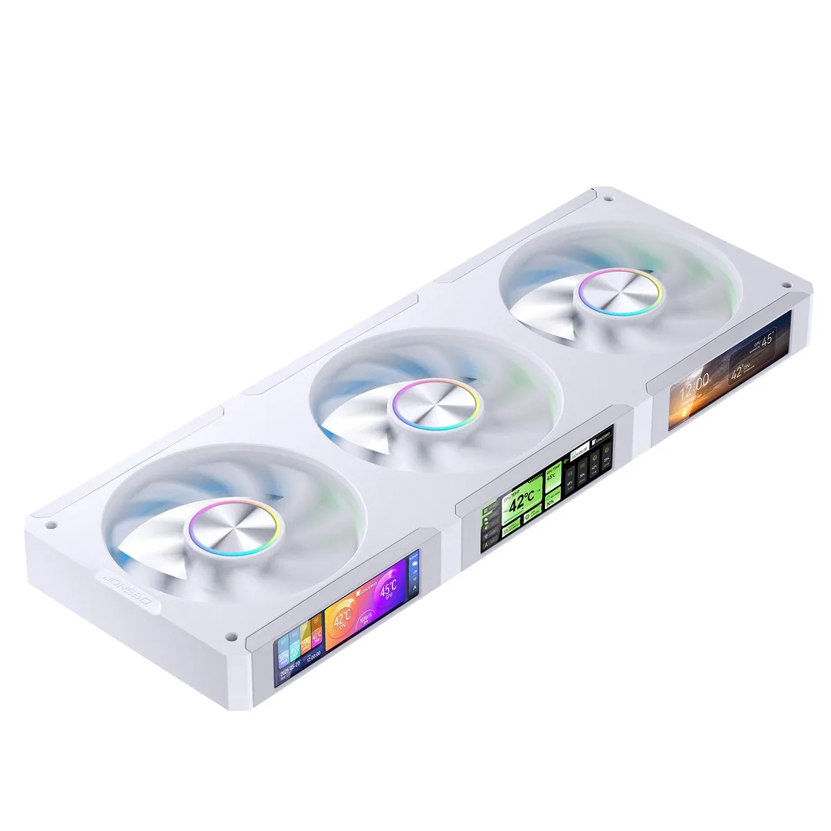 JONSBO JONSBO ZC-360W 360mm ARGB case fan, 3× 3.38" LCD screens, white — product photo