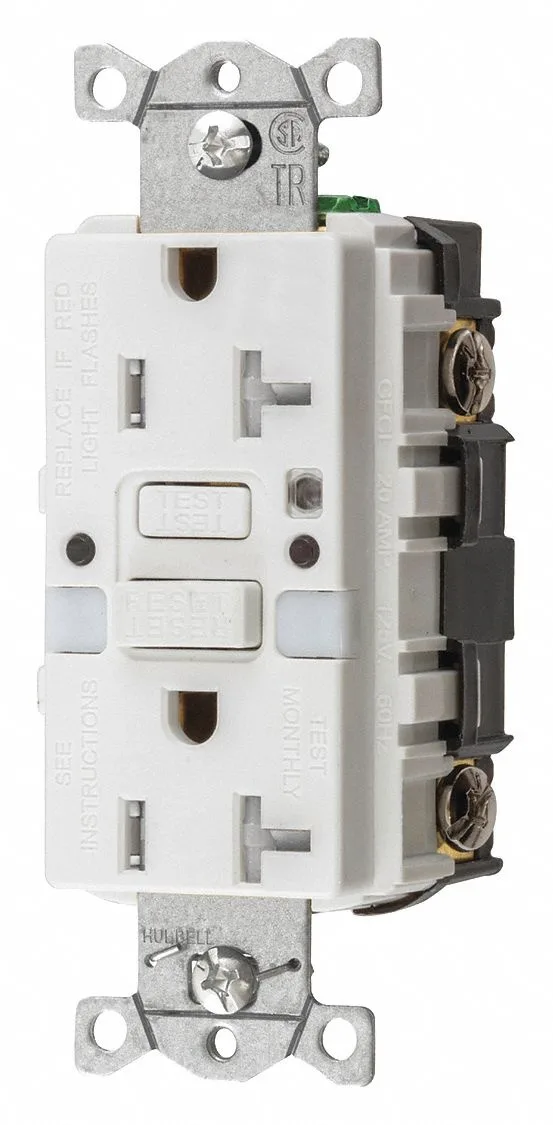 Hubbell Incorporated Hubbell Incorporated GFTR20WNL GFCI Receptacle 20A 125VAC White Nylon — product photo