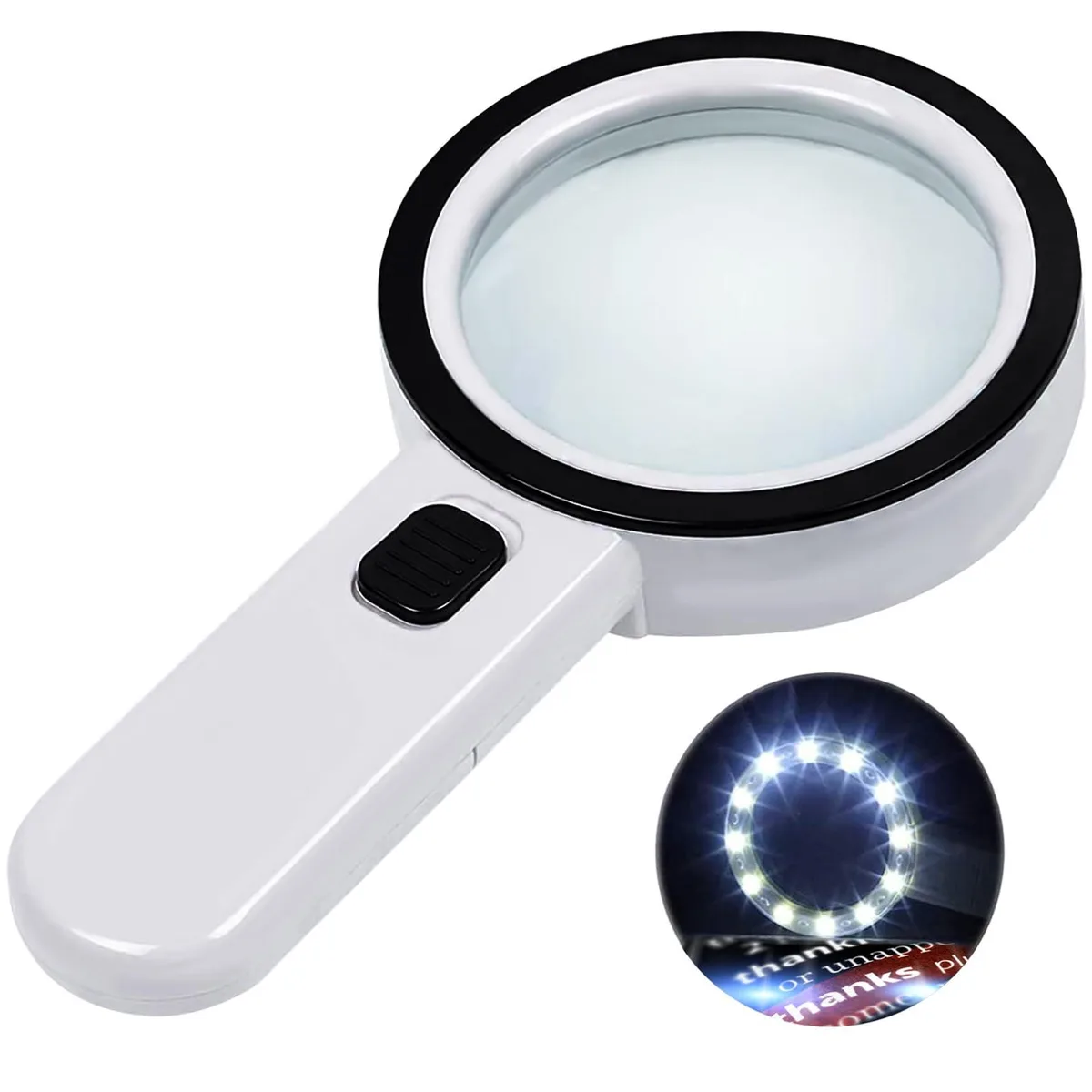  Nazano Magnifying Glass 10X 12 LED 3.15 inch White — product photo