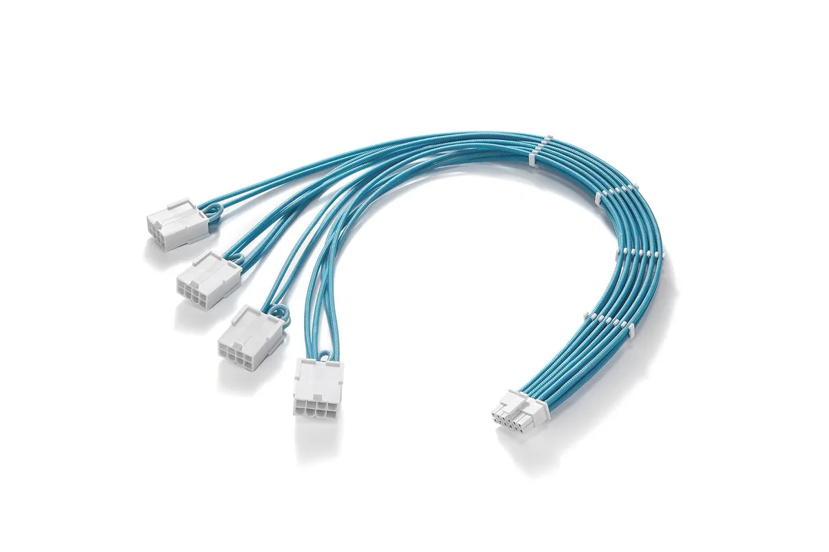 FormulaMod FormulaMod 16AWG 12VHPWR to 4x8Pin PCIe 5.0 Extension Cable 17.7in Sky-blue+White — product photo