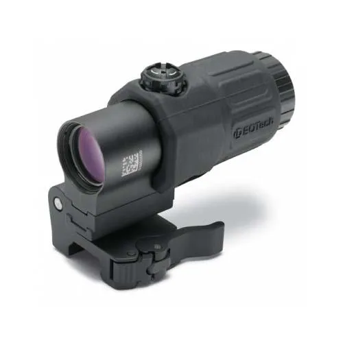 Blue EOTech G33.STS magnifier optic with compact rectangular body and mounting hardware