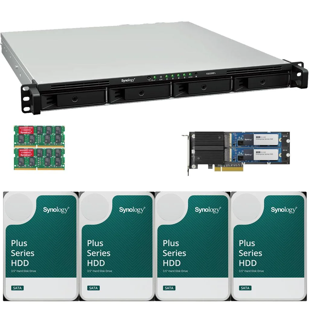 Synology Inc. Synology RS826RP+ AMD Ryzen V1500B 4-Bay Rackmount NAS 32GB DDR4 RAM 1.6TB Cache 80TB Drives — product photo