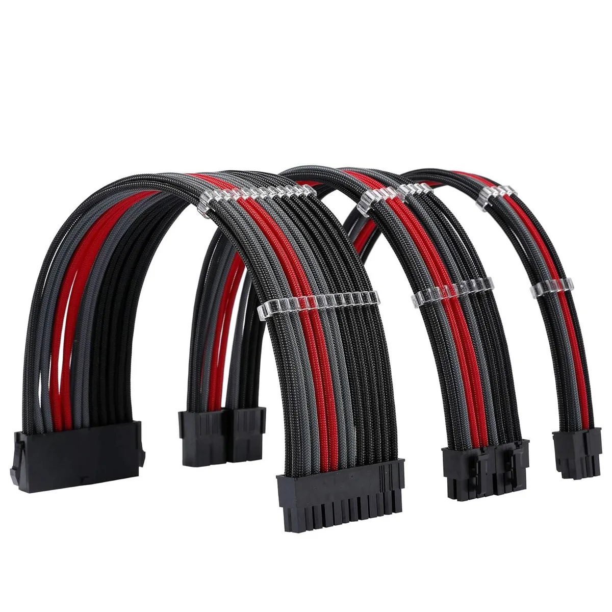 PISKEKAT PISKEKAT 18AWG ATX 24P EPS 8P PCI-E 8P Cable Kit Black Grey Red — product photo