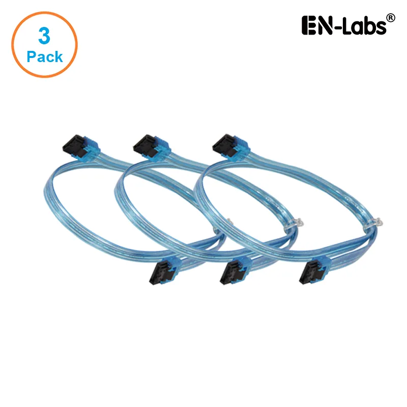 EN-Labs EN-Labs 3PKSATAIII24BL SATA cable 3 pack UV Blue 24 inch locking latch — product photo