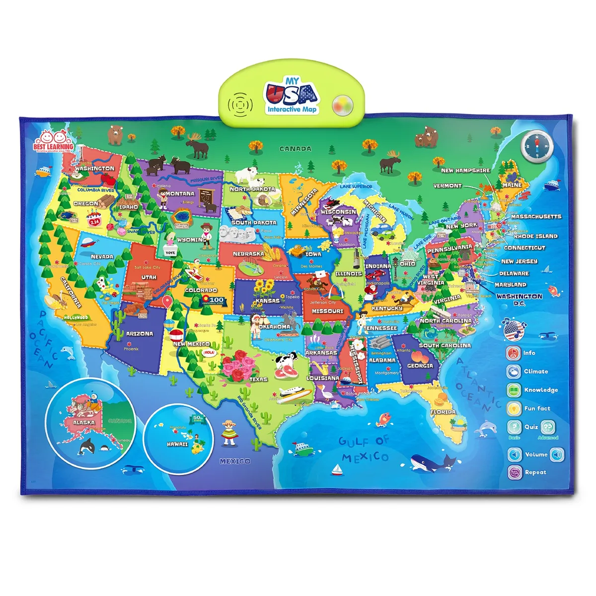 Best Learning Materials Corp. Best Learning i-Poster My USA Map Interactive Geography Learning Ages 5-12 — product photo