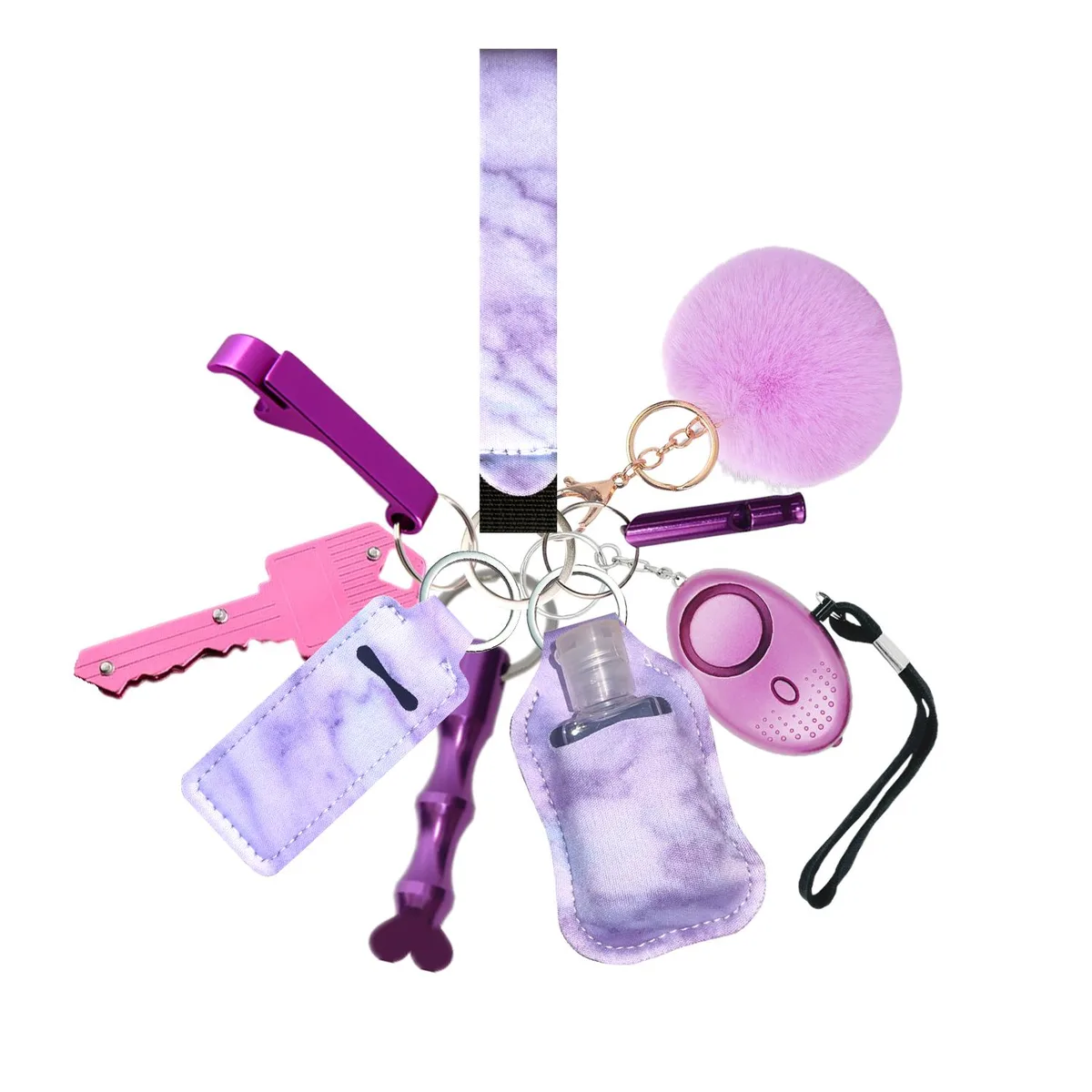 PUEZOKLY PUEZOKLY Safety Keychain Set 9pcs Purple — product photo