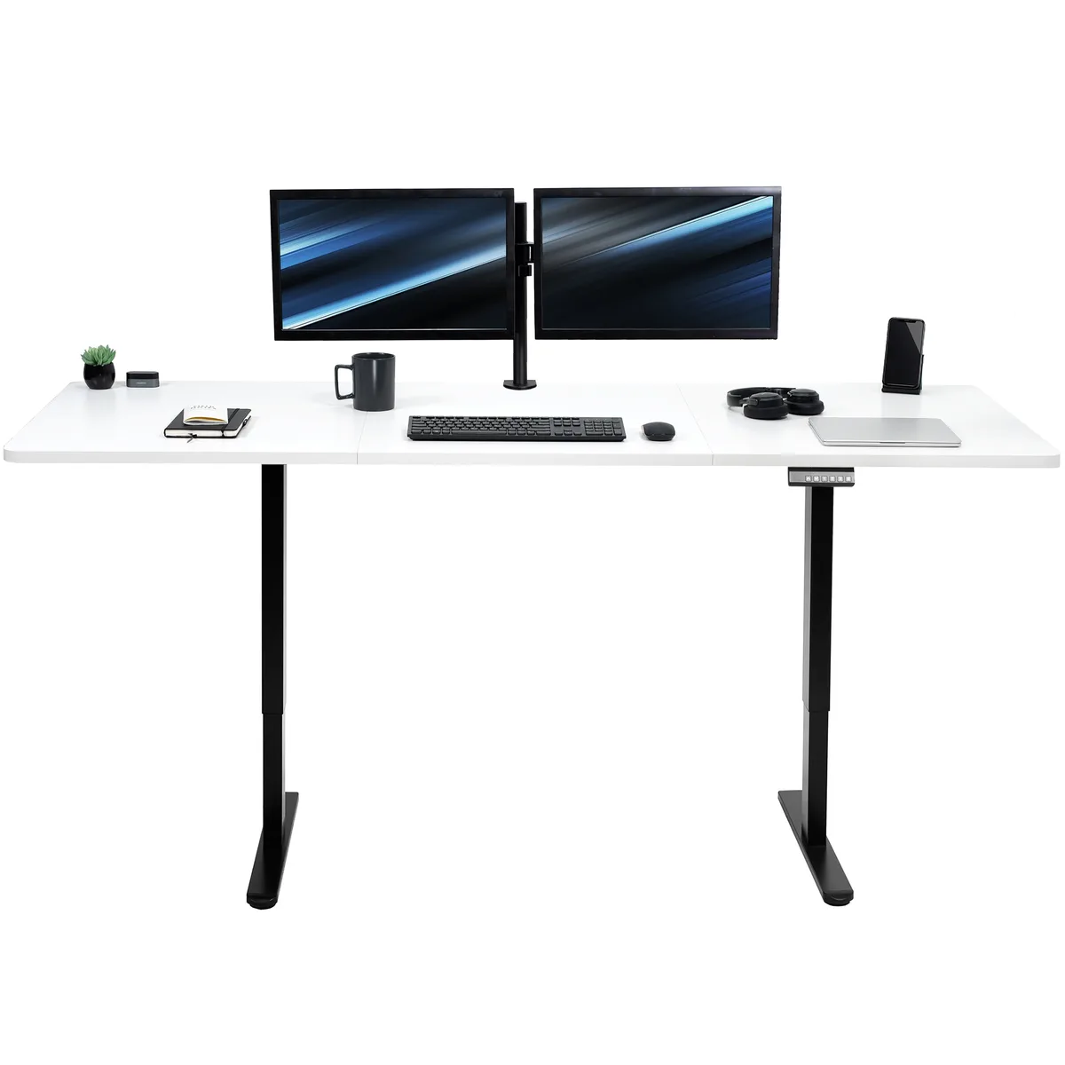 VIVO VIVO Electric Dual Motor 83 x 30 Standing Desk White Top Black Frame office furniture — product photo